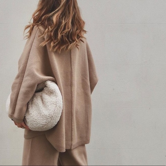 Zara knit oversized wool blend coat blogger - Picture 7 of 16